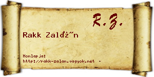 Rakk Zalán névjegykártya